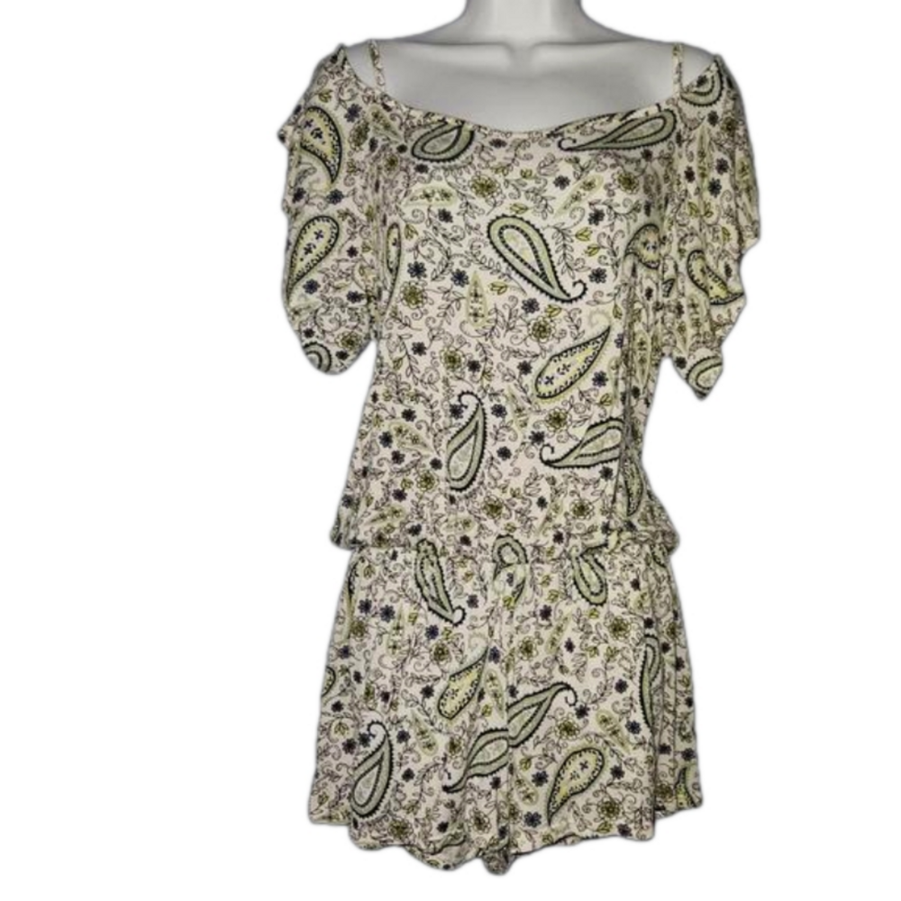 Boohoo cold shoulder paisley romper